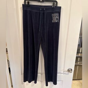 Juicy Couture Y2K Navy Blue VELOUR Leisure Pants. Size large